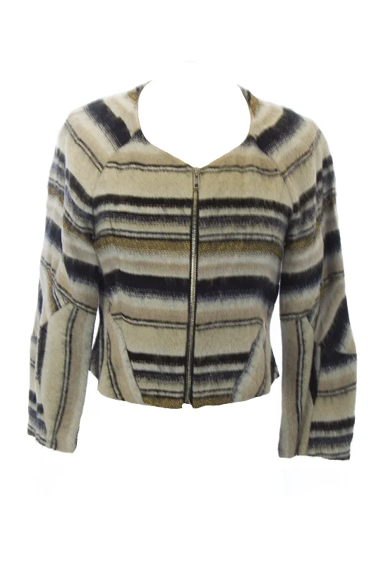 VENA CAVA Women's Striped Cropped Rampage Jacket 60517 $525 NEW Appliqued Jacket Beaded Jacket Sequined Jacket VENA CAVA Women's Striped Cropped Rampage Jacket 60517 $525 NEW Appliqued Jacket Beaded Jacket Sequined Jacket