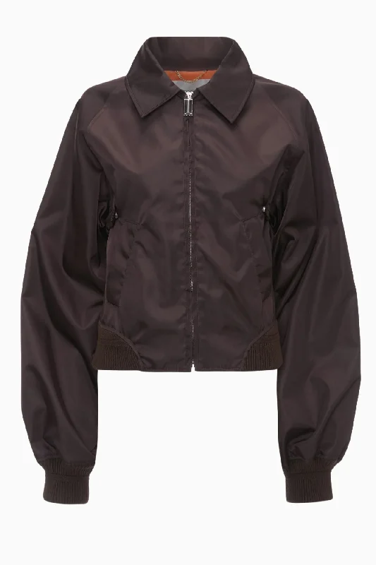 Victoria Beckham Harrington Bomber Jacket - Ebony Faux Fur Fabric Real Fur Fabric Shearling Fabric