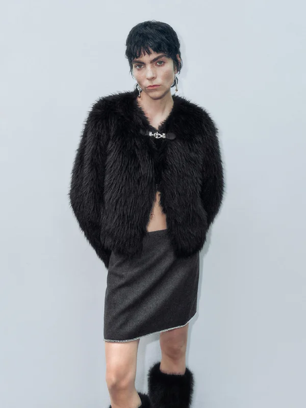 Vogue Fur Jackets One-Shoulder Jacket Off-the-Shoulder Jacket Asymmetrical Jacket