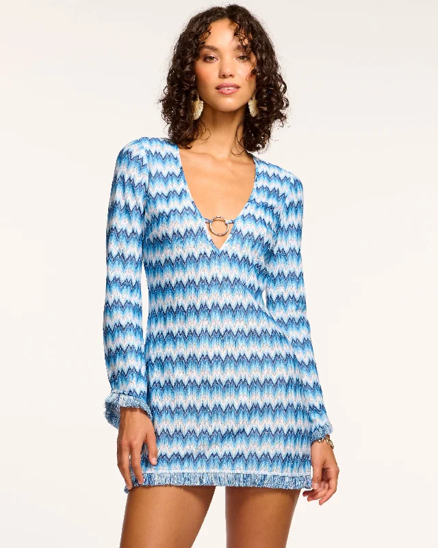 Zig Zag Cassie Coverup Mini Dress Fashionable Mini Dress with Frills