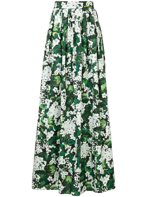 white geranium printed maxi skirt chiffon skirt delicate