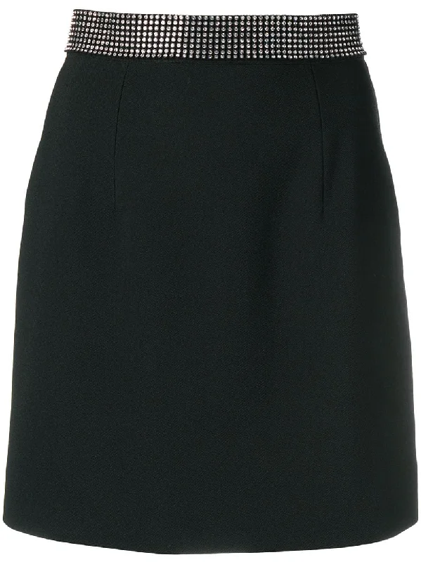 crystal-band mini skirt zip skirt side