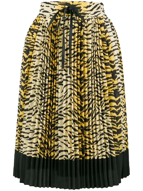 pleated leopard skirt cashmere skirt rich