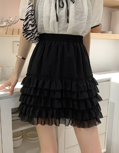 fashion black female print high waist skirt white black retro pleated mini skirt chiffon skirt flowing fashion black female print high waist skirt white black retro pleated mini skirt chiffon skirt flowing
