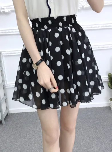 spring and summer polka dot Korean chiffon small fresh skirt short skirt floral skirt leather skirt sleek