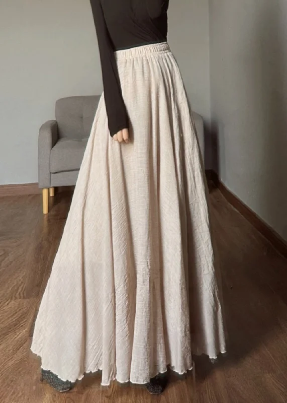 Beautiful Apricot Elastic Waist Exra Large Hem Linen Skirts Fall leather skirt durable Beautiful Apricot Elastic Waist Exra Large Hem Linen Skirts Fall leather skirt durable