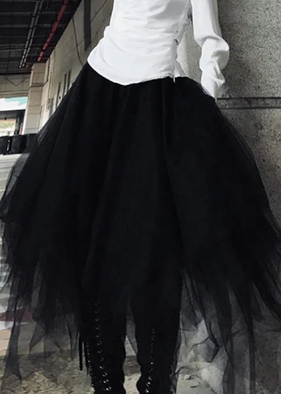 Beautiful Black asymmetrical design Patchwork Skirts Summer velvet skirt sumptuous