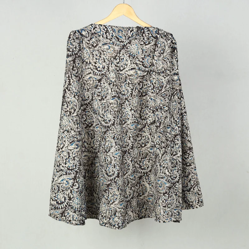 Grey - Block Printed Cotton Wrap Around Kalamkari Skirt 09 leather skirt modern