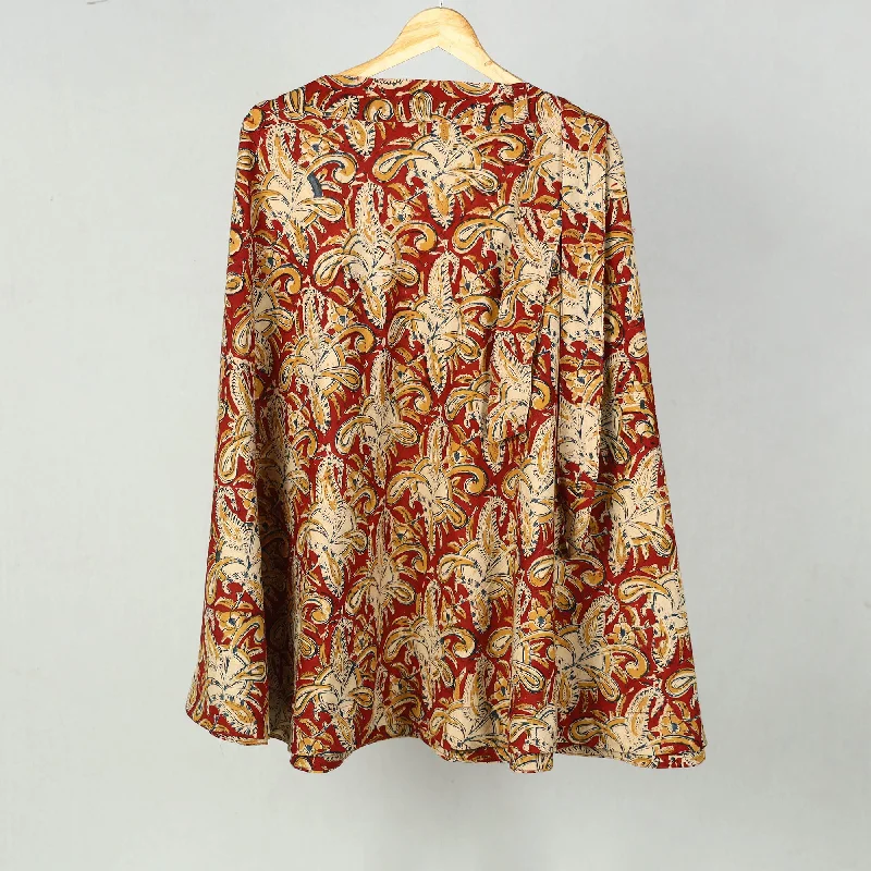 Red - Block Printed Cotton Wrap Around Kalamkari Skirt 10 cashmere skirt plush