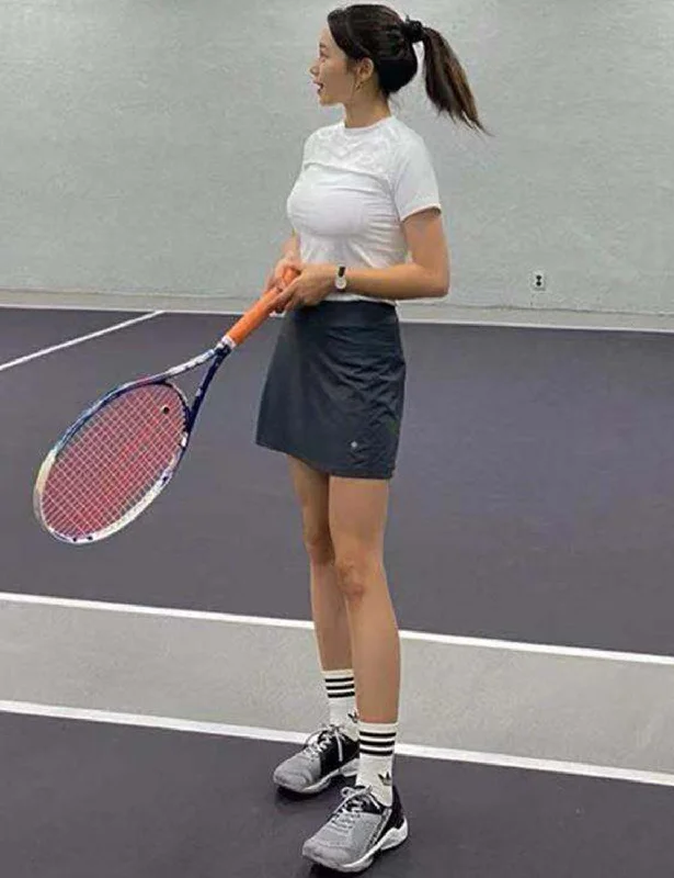 Athletic Tennis Golf Skort with Pockets Shorts shadowcharcoal ins_yogastudio leather skirt bold