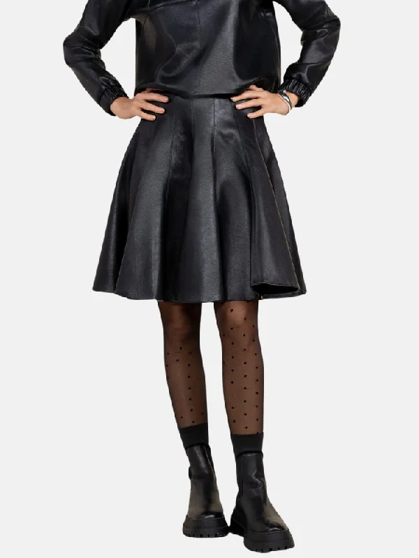 Chloe Leather Panel Skirt in Black lace skirt intricate