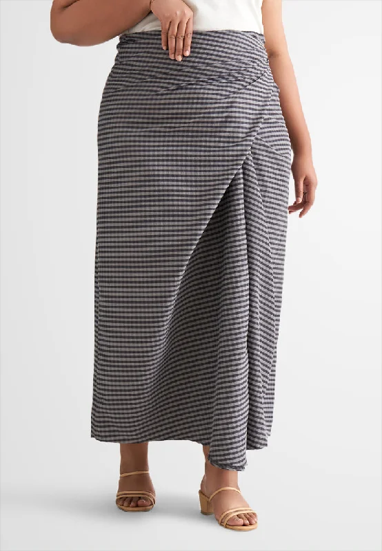 Ciara Semi-Instant Gingham Pario Skirt silk skirt smooth