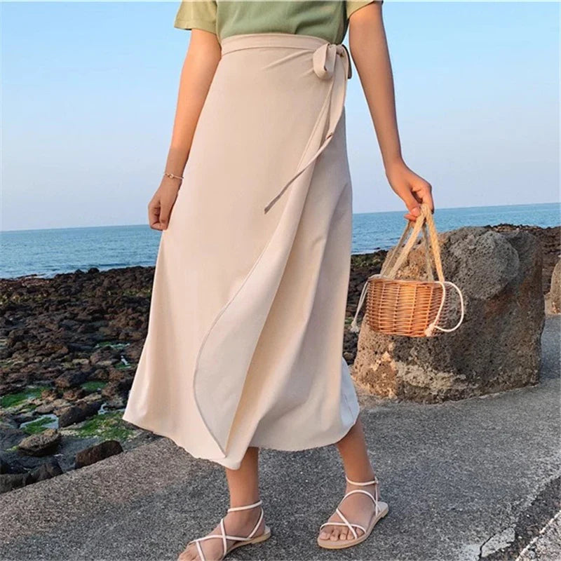 New Stain Women A-Line Long Side Split High Waist Fashionable Umbrella Beach Female Skirt lace skirt feminine New Stain Women A-Line Long Side Split High Waist Fashionable Umbrella Beach Female Skirt lace skirt feminine