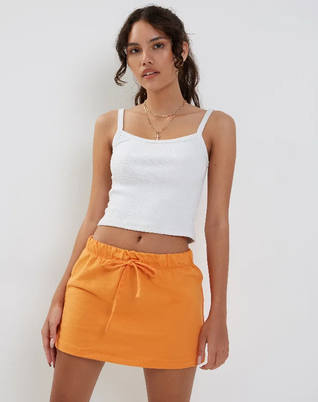 Dheca Mini Skirt in Dark Orange wool skirt sturdy