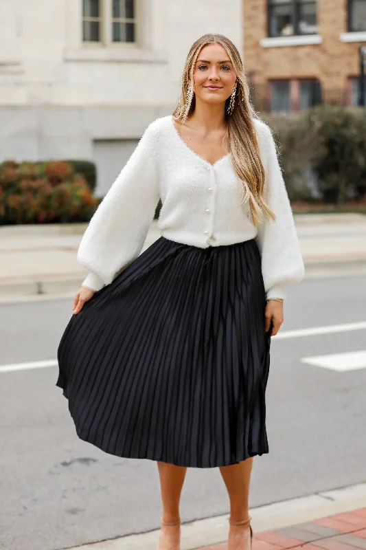 FINAL SALE - Fabulous Shine Satin Pleated Midi Skirt cashmere skirt rich