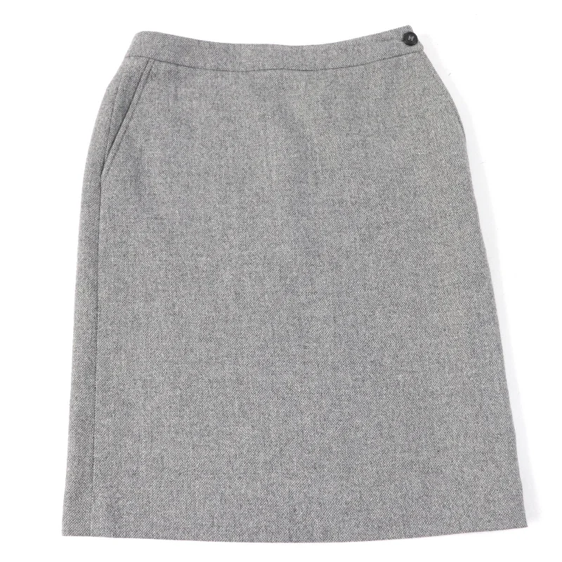 HERMES Vintage Wool Cashmere Skirt Gray 38 wool skirt thick