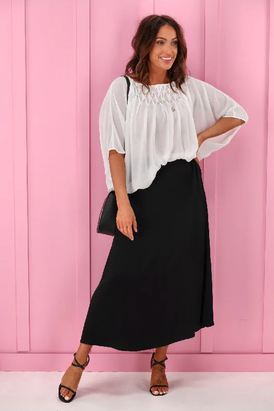 Jane James Angelica Sateen Skirt Black zip skirt side