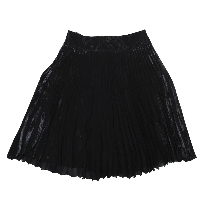 KAREN MILLEN Knee Length Pleated Skirt Black Satin Womens UK 16 denim skirt trendy