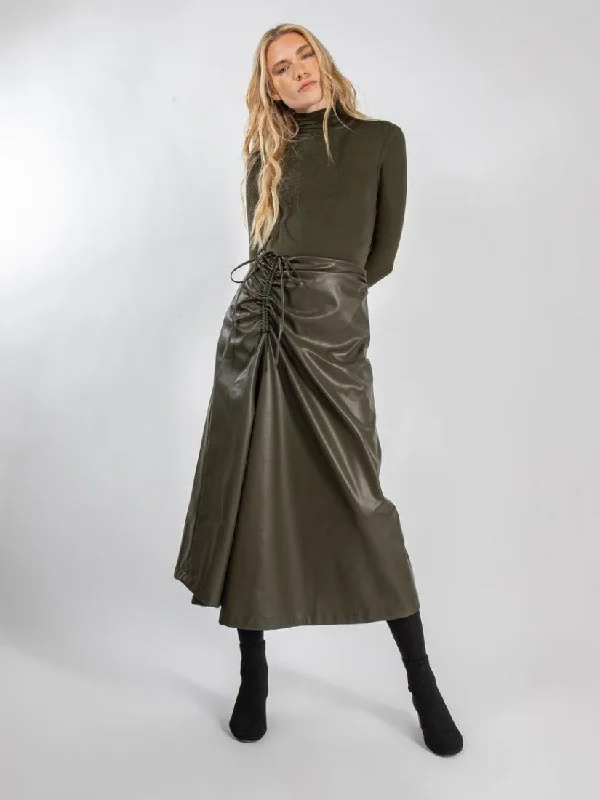 Leather Drawstring Skirt chiffon skirt lightweight