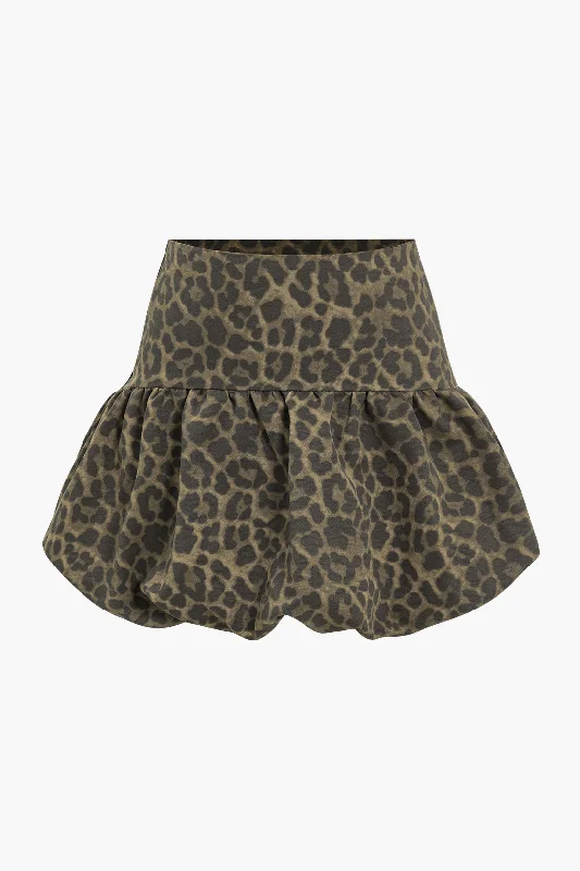 Leopard Print Ruffle Skirt cashmere skirt rich