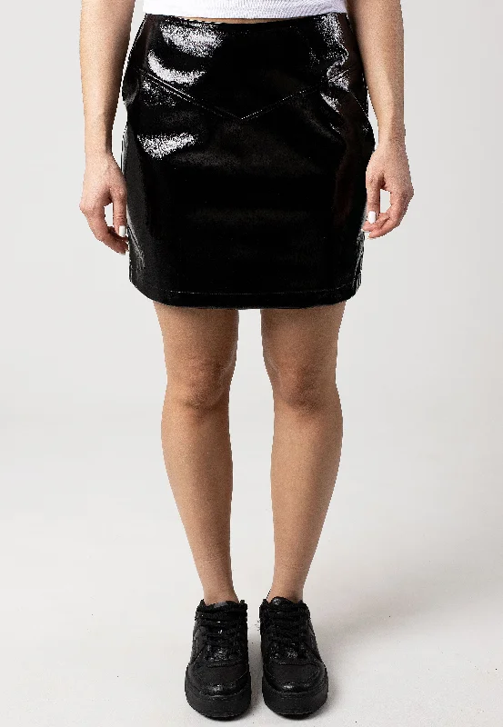 Noisy May - Neal Vinyl Mini Black - Skirt velvet skirt plush