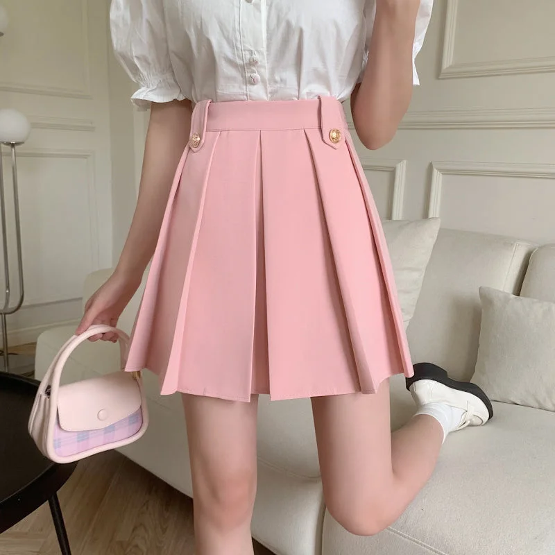 Pink Pleated Skirt  PL52352 velvet skirt plush