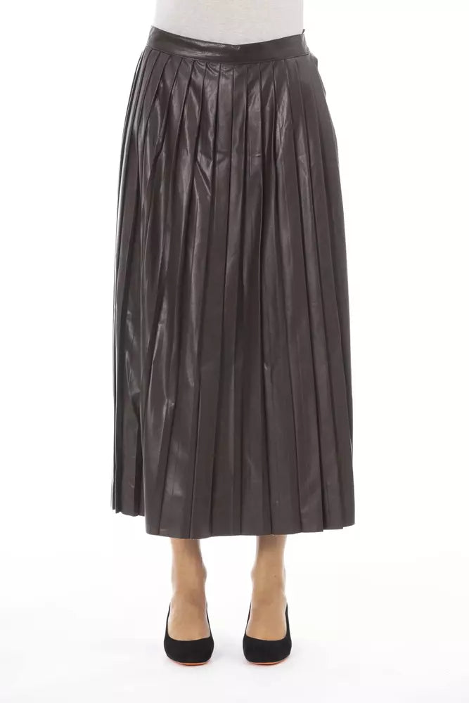 Alpha Studio Brown Polyethylene Women Skirt summer skirt style