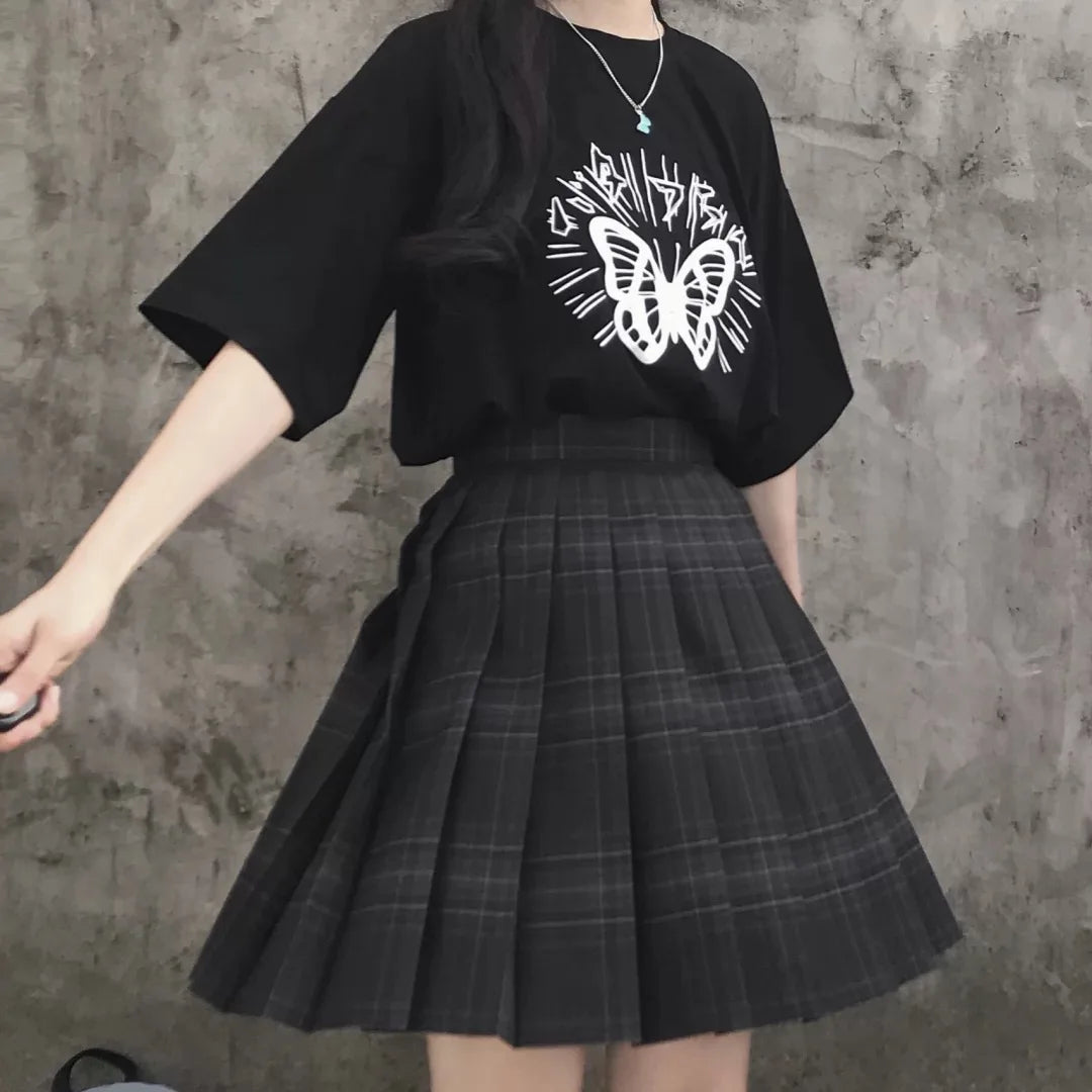 Preppy Black Plaid Japanese School Uniform Kawaii Mini Skirt corduroy skirt textured Preppy Black Plaid Japanese School Uniform Kawaii Mini Skirt corduroy skirt textured