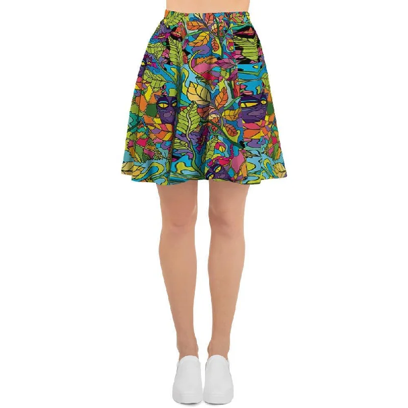 Psychedelic Jungle Forest Floral Women's Skirt corduroy skirt textured