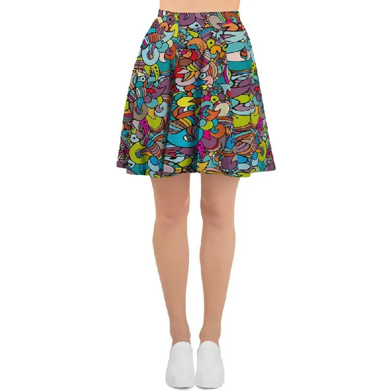 Psychedelic Print Women's Skirt velvet skirt plush