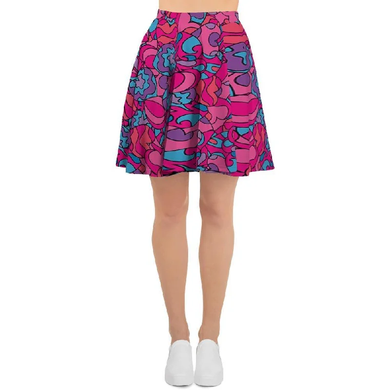 Psychedelic Trippy Hippie Heart Women's Skirt wool skirt warm