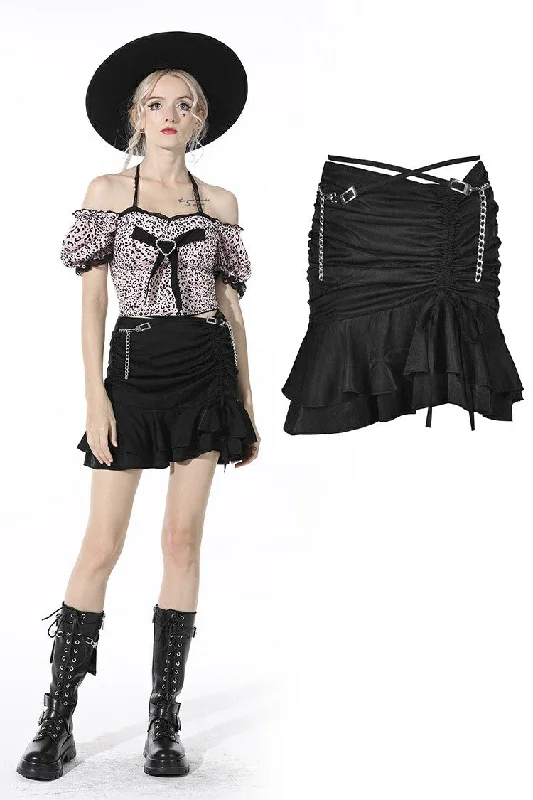 Punk sexy hollow out waist drawstring mini skirt KW204 linen skirt airy