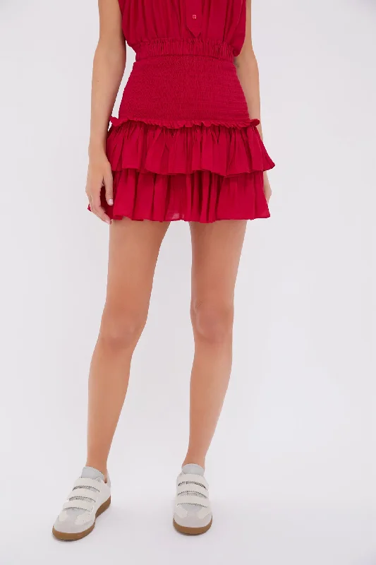 Red Naomi Skirt ruffled skirt detail