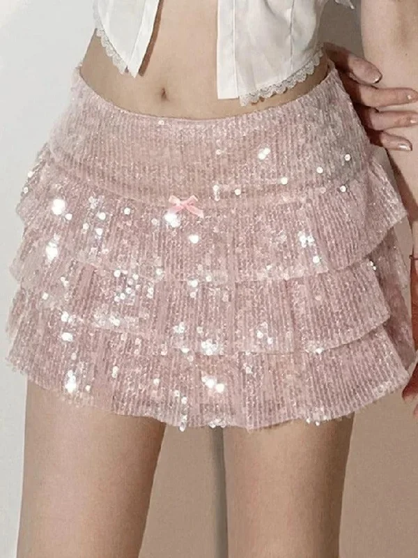 Sequin Tiered Mini Skirt velvet skirt sumptuous