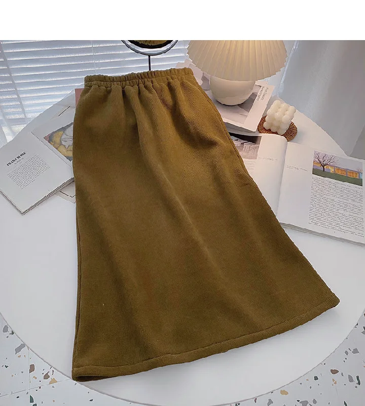 Temperament versatile high waist elastic A-line skirt  5775 velvet skirt luxurious