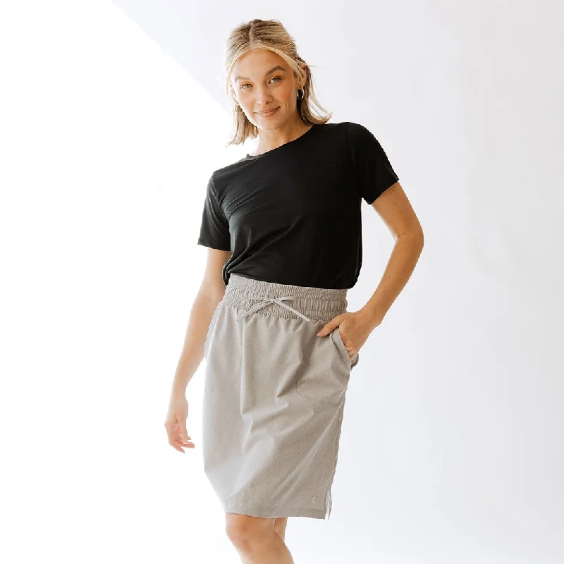The Away Skirt, Heather Grey flowy skirt hem