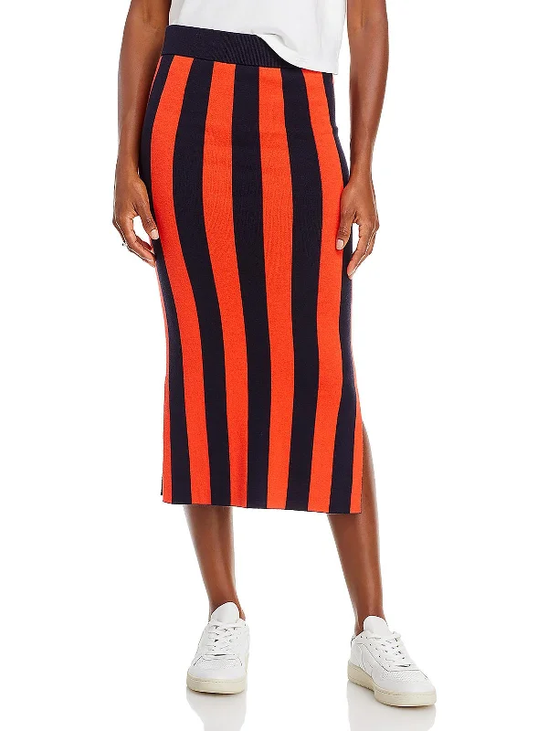 Womens Midi Striped Pencil Skirt pleated skirt texture