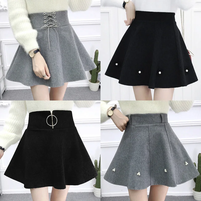 Woolen lace skirt yv42826 wool skirt thick